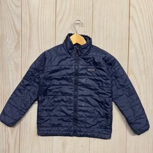 Patagonia Boys Nano Puff Primaloft Jacket Size XS 5-6 Brick Quilted Navy Blue